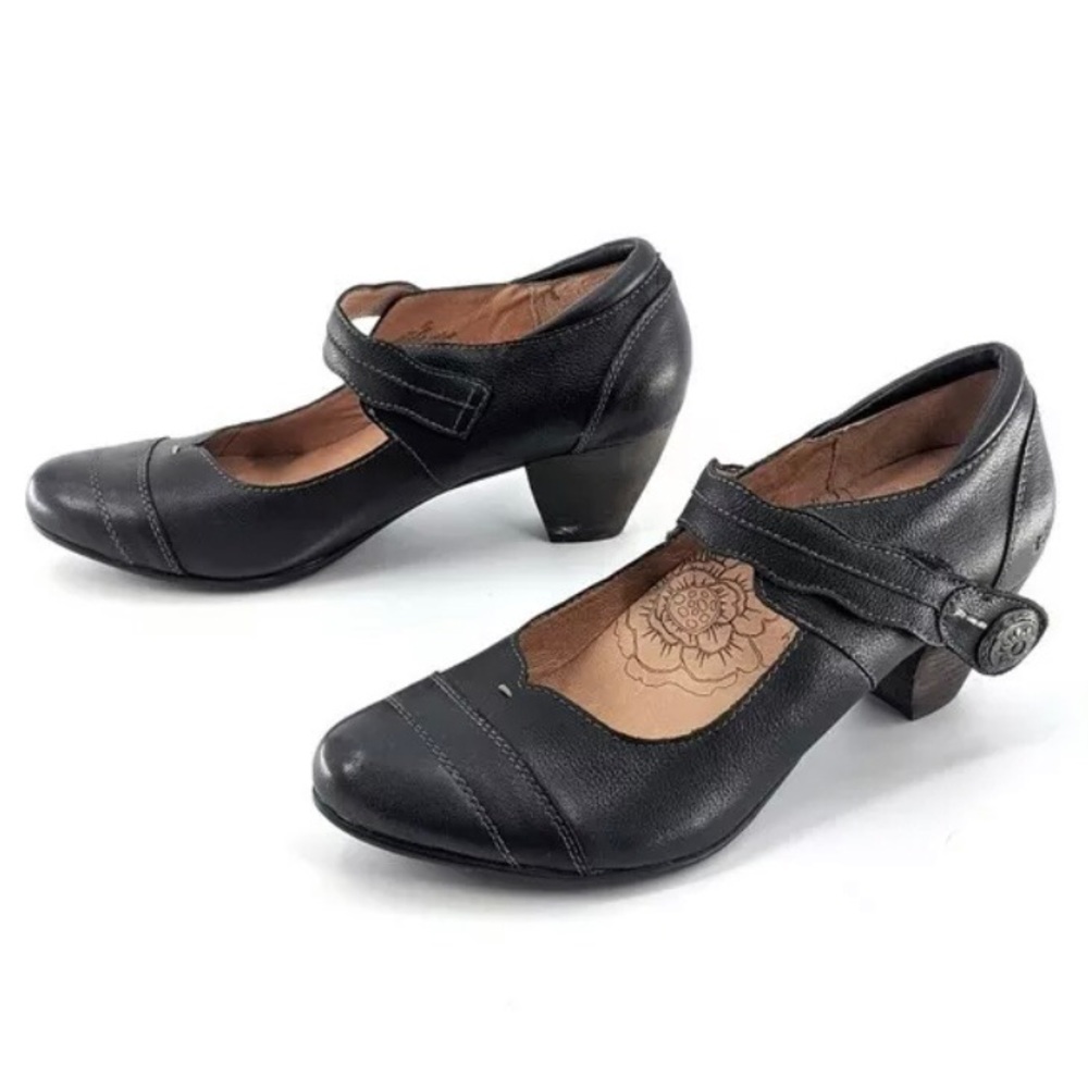 Taos Angel Mary Jane Black Stacked Heel